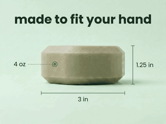 Split bar dimensions — 3 in point-to-point, 1.25 in tall, 4 oz — made to fit your hand